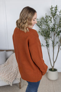 Billie Open Knit Cardigan in Rust