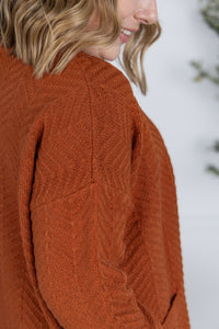 Billie Open Knit Cardigan in Rust