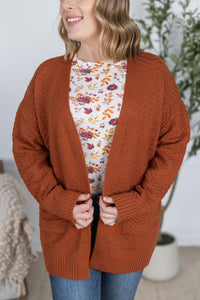 Billie Open Knit Cardigan in Rust