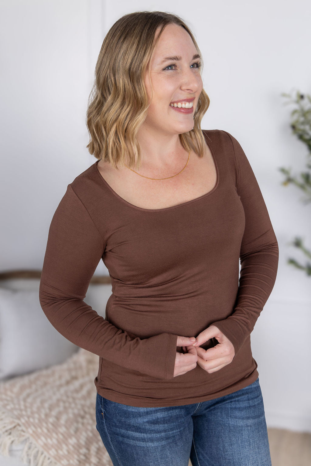 Alyssa Long Sleeve Top in Brown