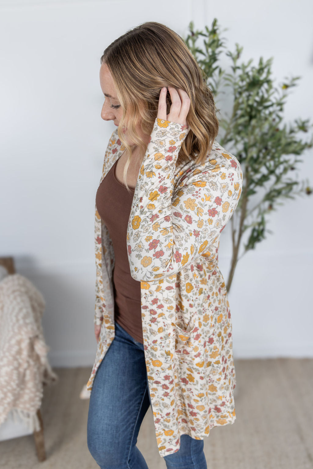Classic Cardigan in Fall Vintage Floral