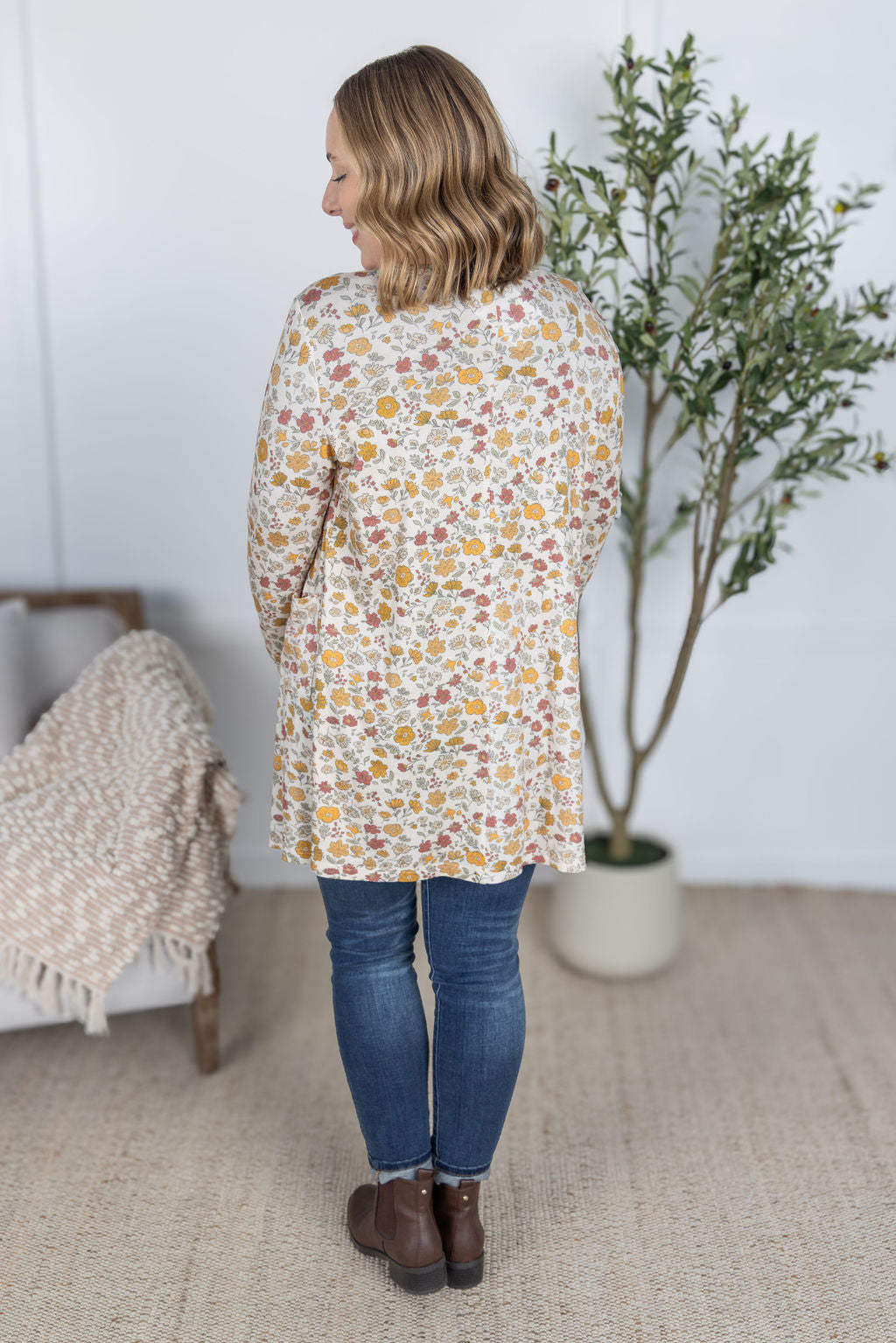 Classic Cardigan in Fall Vintage Floral