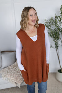 Tunic Sweater Vest in Rust