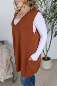 Tunic Sweater Vest in Rust