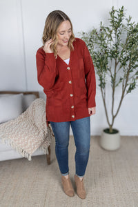 Chelsea Checkered Cardigan in Brick