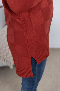 Chelsea Checkered Cardigan in Brick