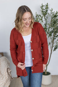 Chelsea Checkered Cardigan in Brick