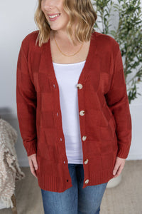 Chelsea Checkered Cardigan in Brick
