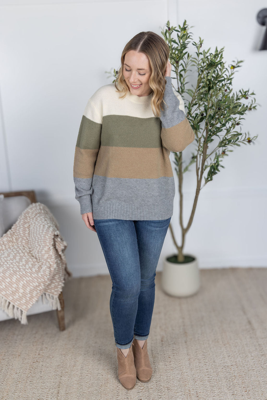 Neutral Mix Colorblock Sweater