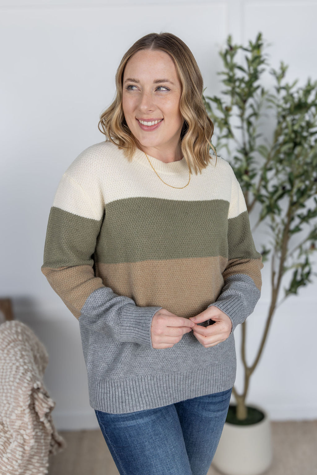 Neutral Mix Colorblock Sweater
