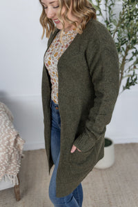 Madison Cozy Cardigan in Dark Olive