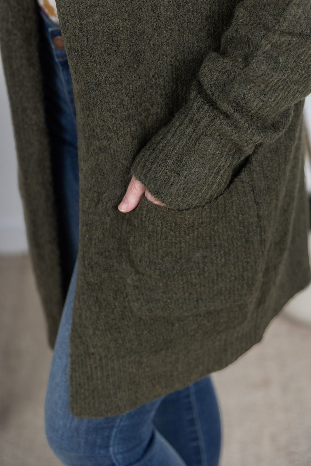 Madison Cozy Cardigan in Dark Olive