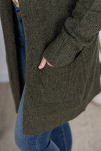 Madison Cozy Cardigan in Dark Olive