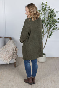 Madison Cozy Cardigan in Dark Olive