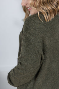 Madison Cozy Cardigan in Dark Olive