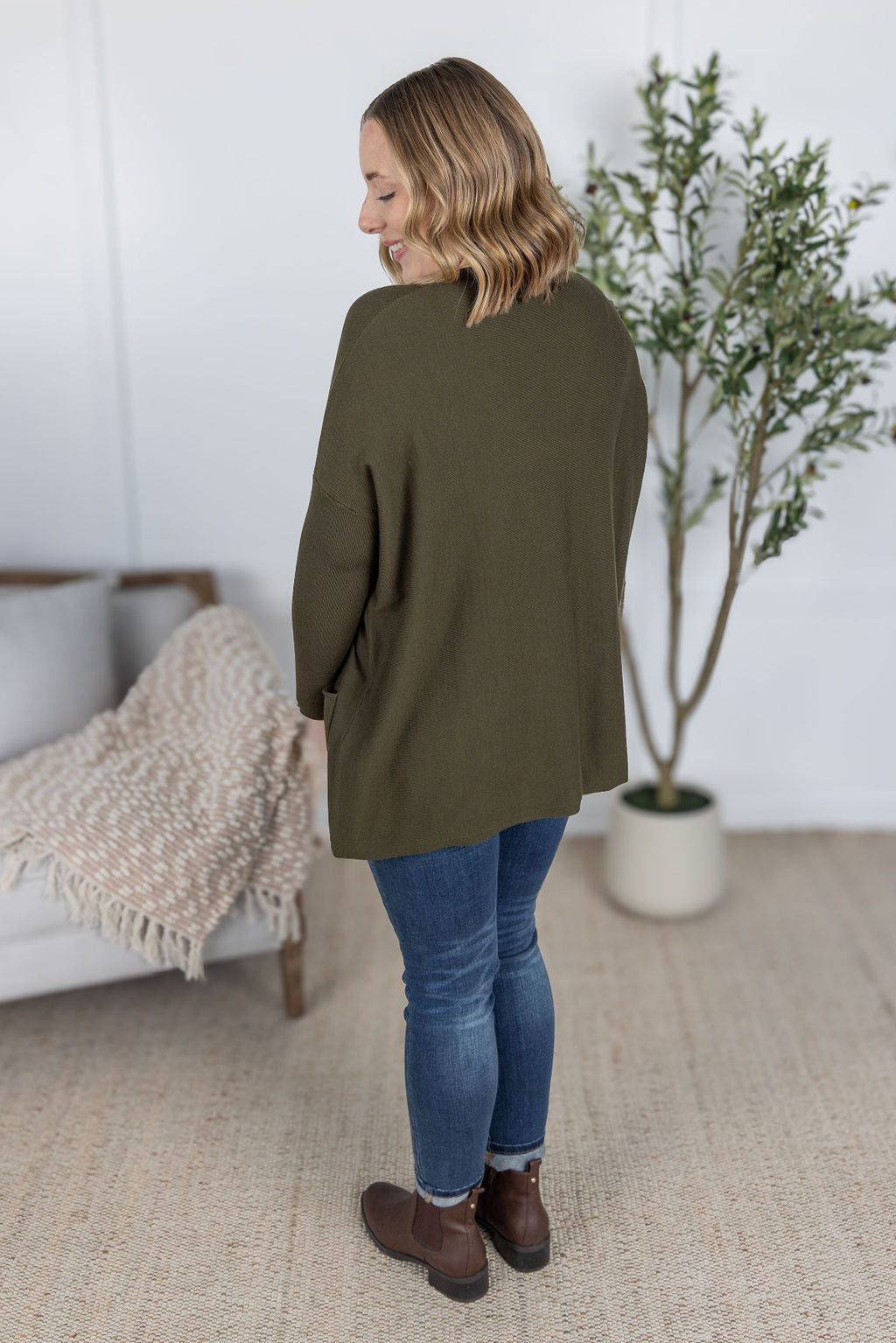 Naomi Pocket Sweater in Olive