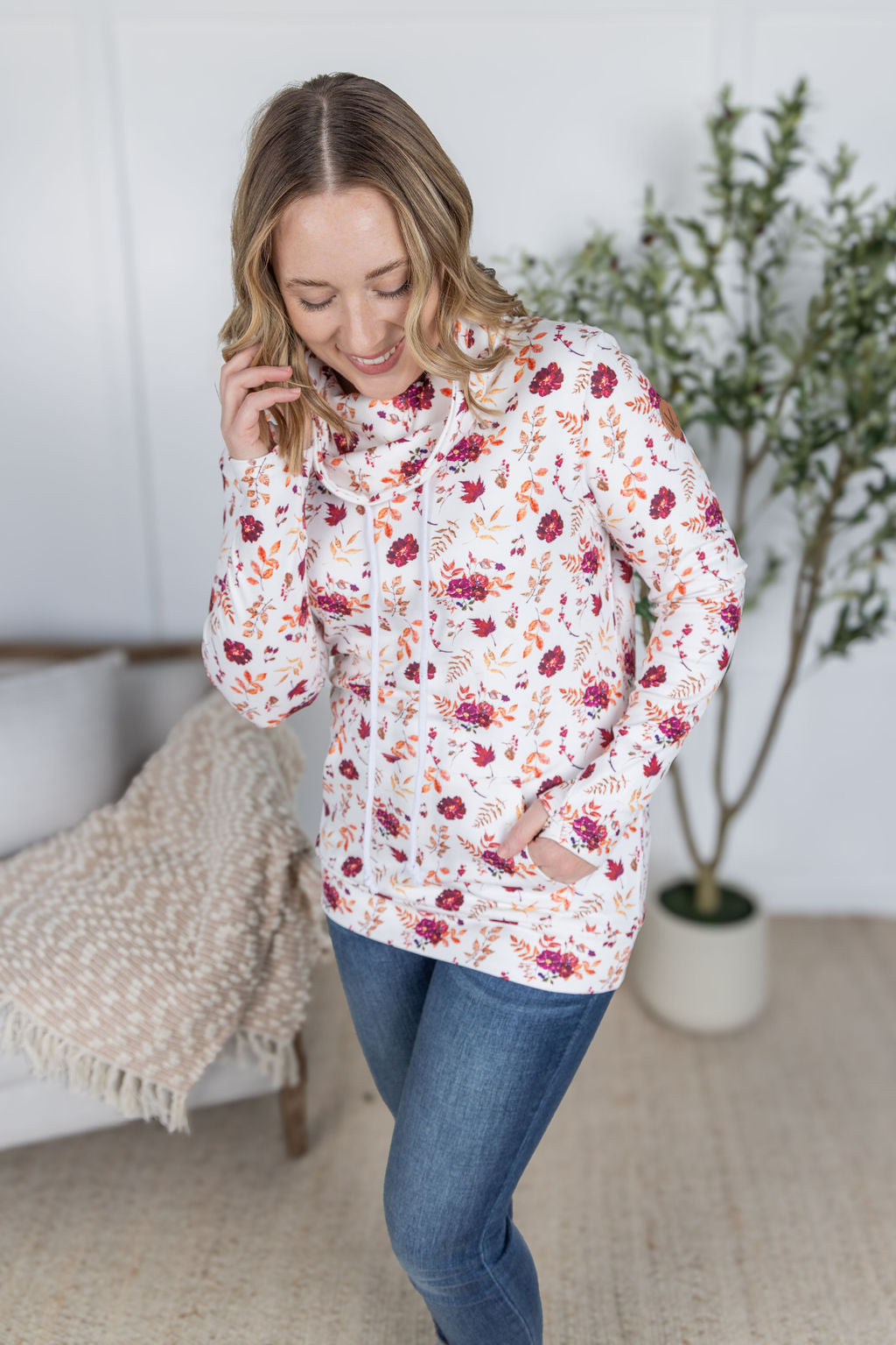 Soft Funnel Neck in Autumn Floral