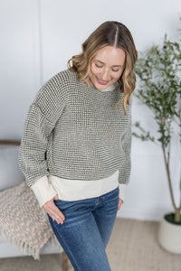 Charlotte Sweater in Olive and Cream