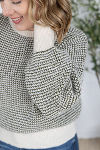 Charlotte Sweater in Olive and Cream