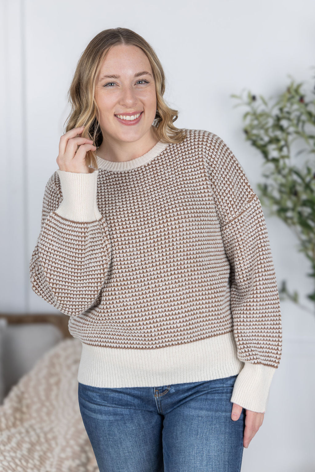 Charlotte Sweater in Mocha and Cream