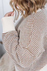 Charlotte Sweater in Mocha and Cream