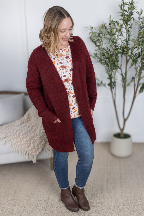 Madison Cozy Cardigan in Burgundy