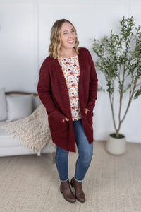 Madison Cozy Cardigan in Burgundy