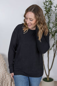 Corrine Ribbed Pullover Top in Black