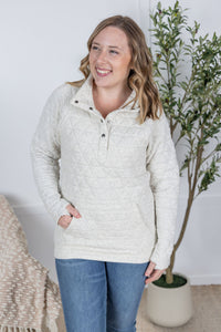 Geometric Button Snap Pullover in Oatmeal