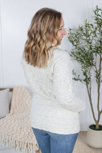 Geometric Button Snap Pullover in Oatmeal