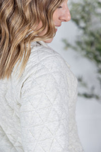 Geometric Button Snap Pullover in Oatmeal
