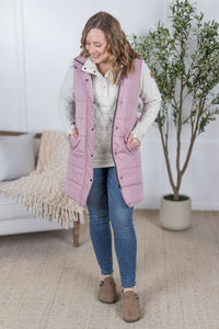 Harlow Long Vest in Blush