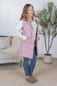 Harlow Long Vest in Blush