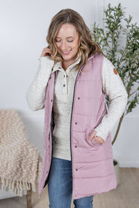 Harlow Long Vest in Blush
