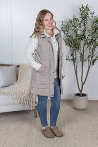 Harlow Long Vest in Latte