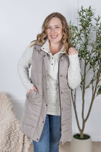 Harlow Long Vest in Latte