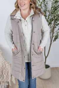 Harlow Long Vest in Latte