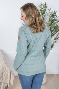 Geometric Button Snap Pullover in Sage