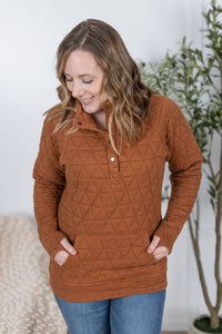 Geometric Button Snap Pullover in Rust
