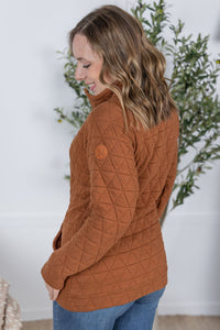 Geometric Button Snap Pullover in Rust