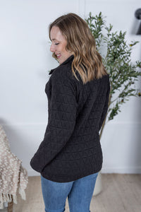 Geometric Button Snap Pullover in Black