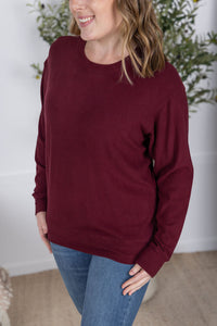 Corrine Ribbed Pullover Top in Burgundy