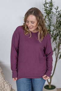 Corrine Ribbed Pullover Top in Plum