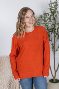 Corrine Ribbed Pullover Top in Pumpkin