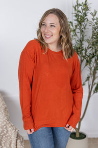 Corrine Ribbed Pullover Top in Pumpkin
