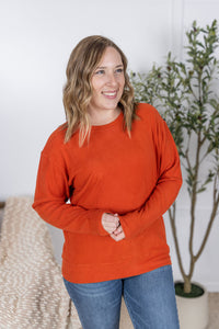 Corrine Ribbed Pullover Top in Pumpkin