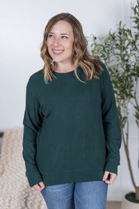 Corrine Ribbed Pullover Top in Hunter Green