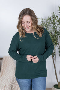 Corrine Ribbed Pullover Top in Hunter Green