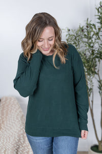 Corrine Ribbed Pullover Top in Hunter Green