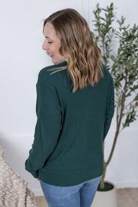 Corrine Ribbed Pullover Top in Hunter Green